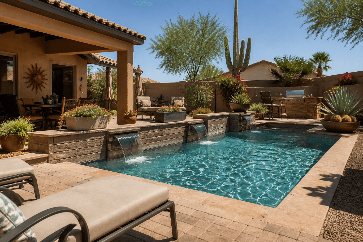 Sunny Phoenix patio and pool